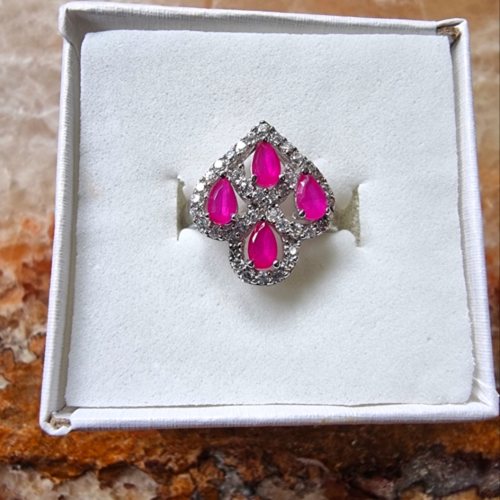Dainty Pink Topaz .925 Sterling Silver Ring